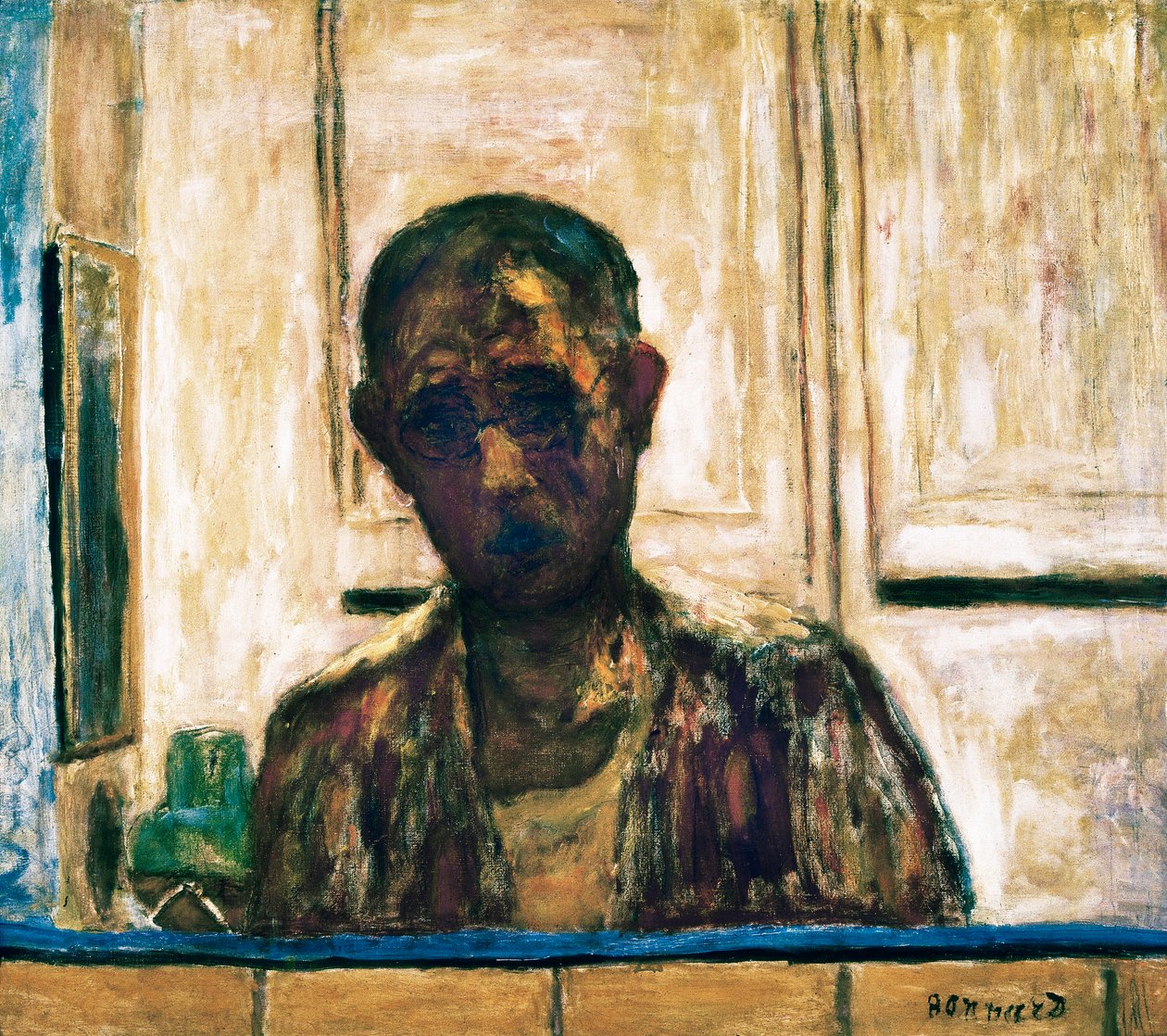 Selvportrett i et barberspeil av Pierre Bonnard