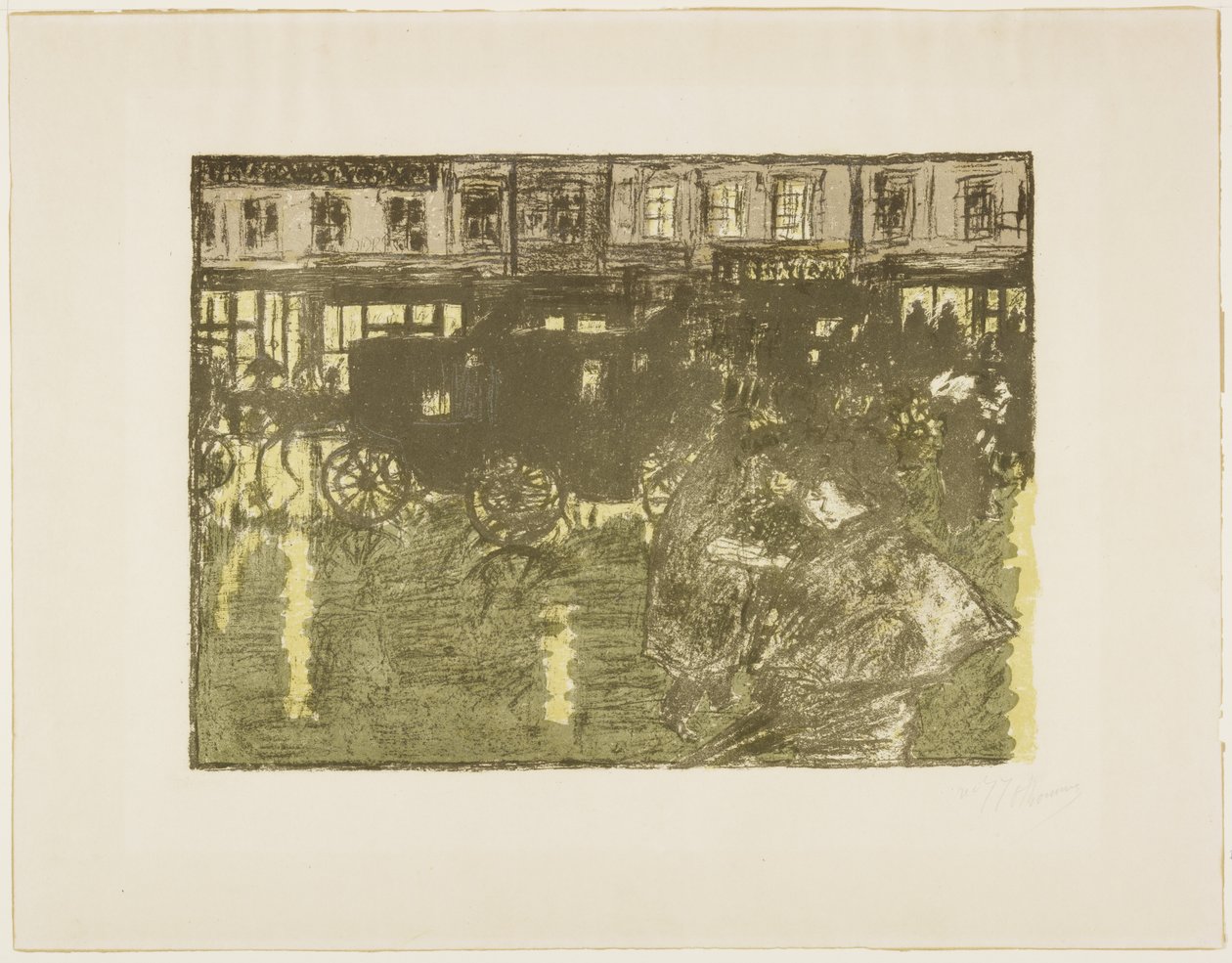 Street at Night in the Rain, ca. 1896-1897 (publisert 1899) av Pierre Bonnard