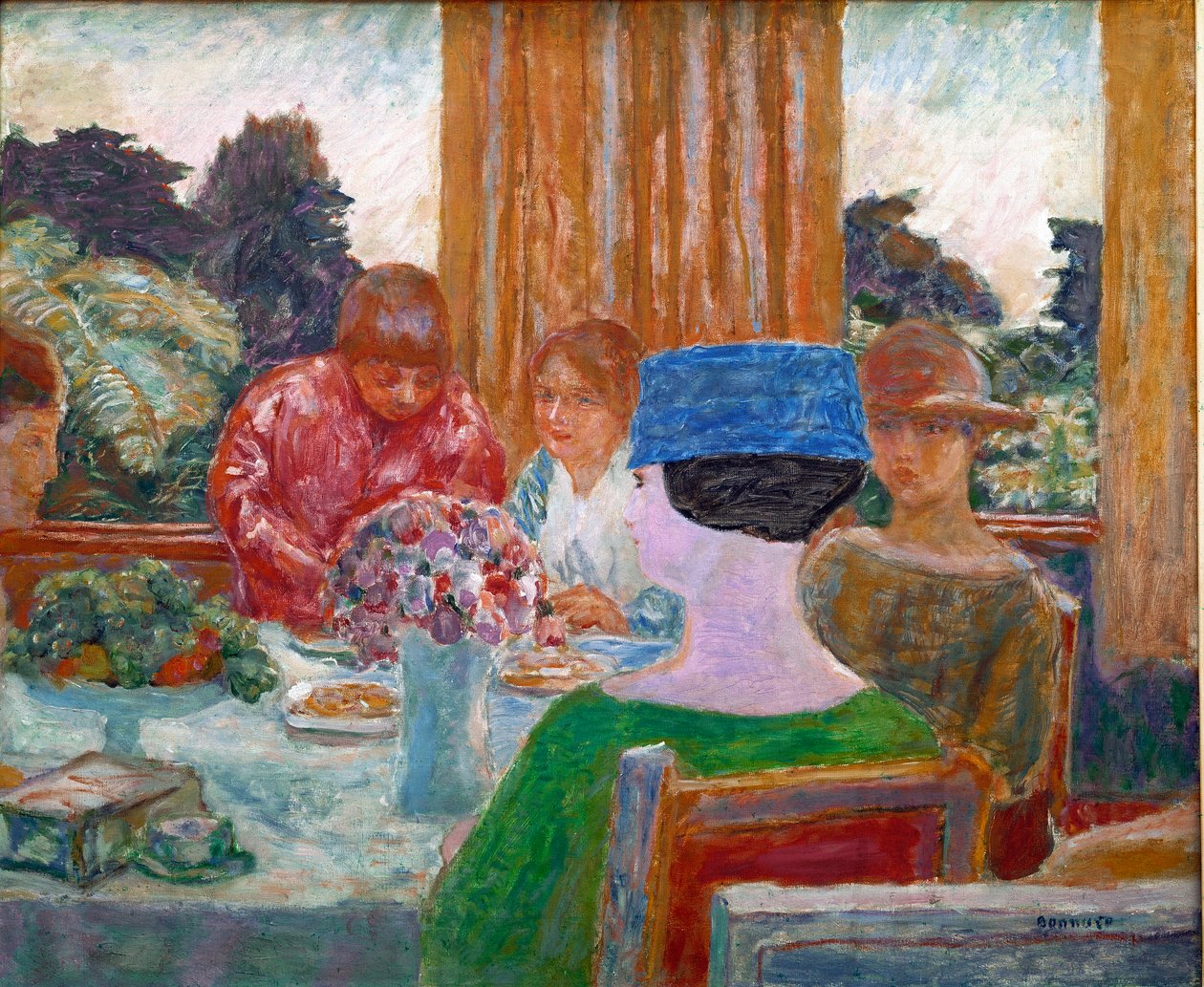 The Little Blue Hat Maleri av Pierre Bonnard (1867-1947) 1917 Dim. 66x79 cm Paris, Winterthur, privat samling av Pierre Bonnard