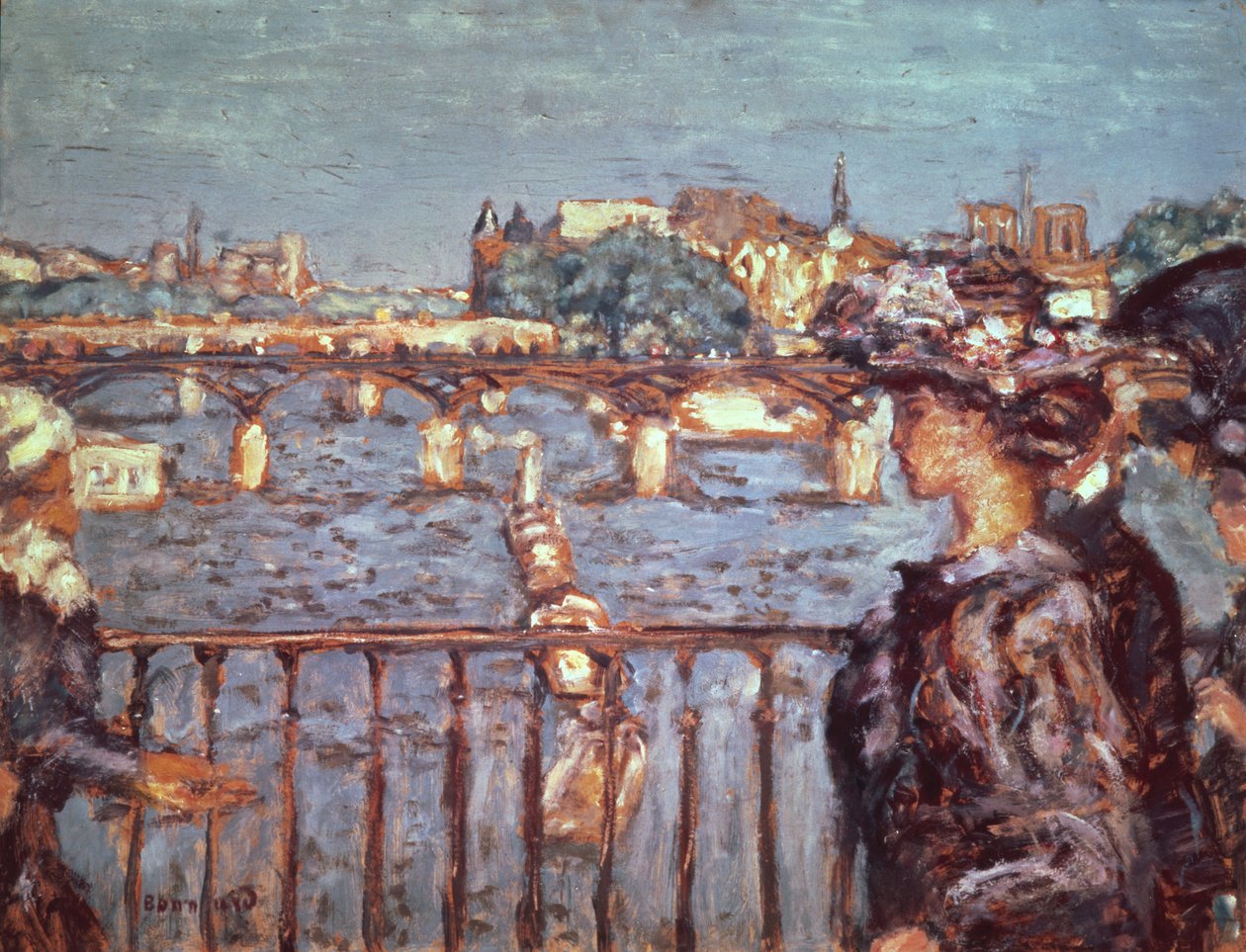 Pont des Arts, ca. 1905 (olje på kort lagt på tre) av Pierre Bonnard