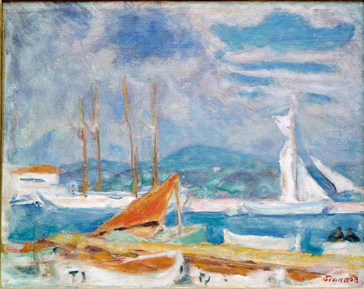 Port of Saint Tropez Maleri av Pierre Bonnard (1867-1947) 1914 Saint-Tropez, Musee de l