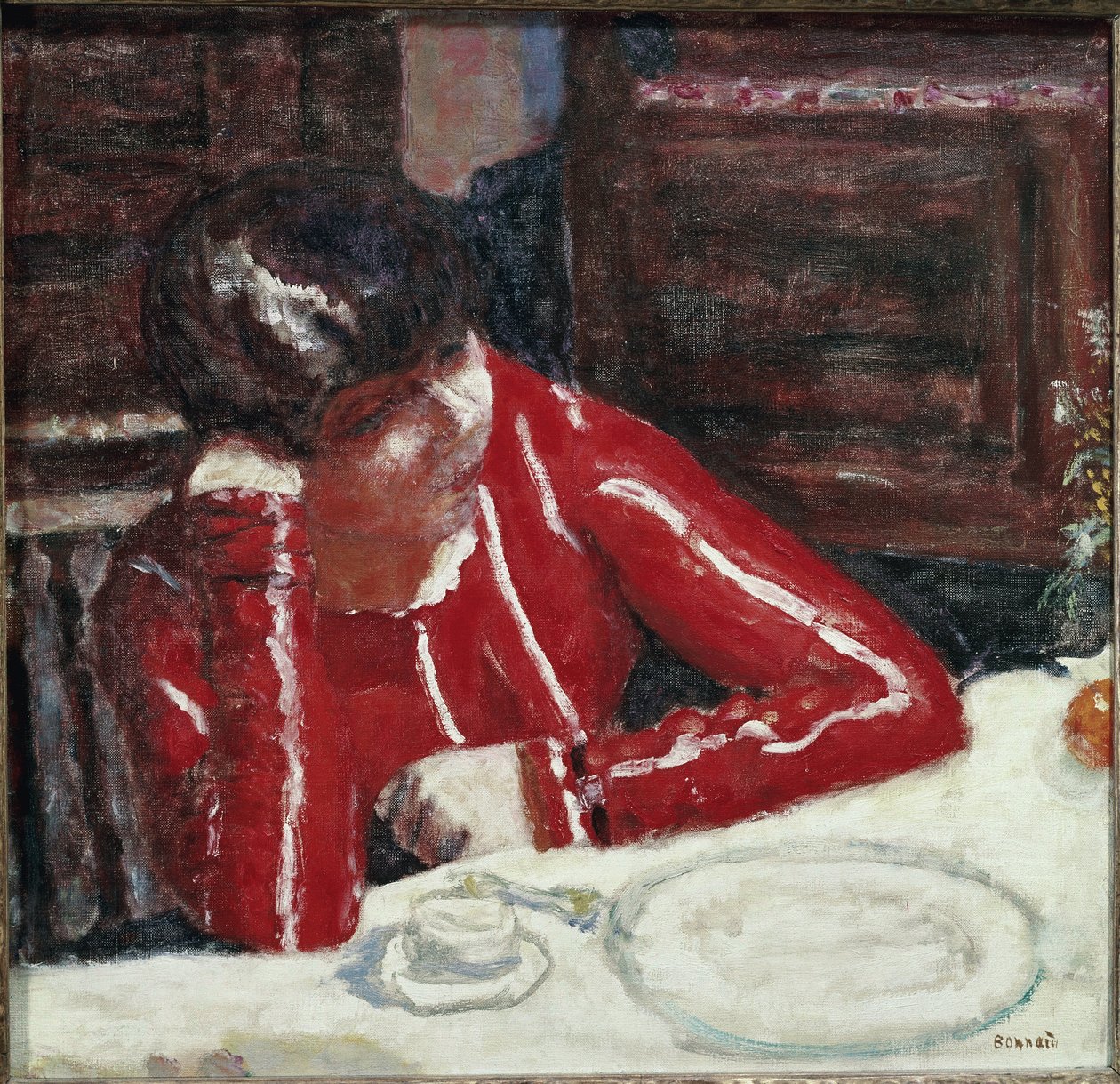 The Red Corsage (olje på lerret av Pierre Bonnard