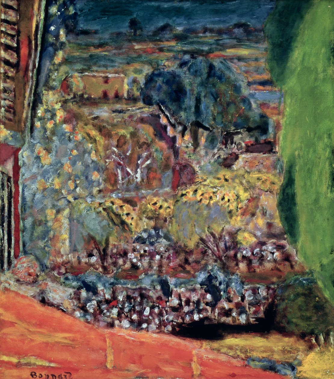 Det røde taket på Le Cannet, 1945 av Pierre Bonnard