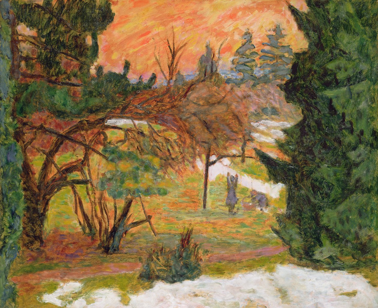 Vaskelinjen i parken ved le Grand-Lemps, ca. 1917 (olje på papir) av Pierre Bonnard