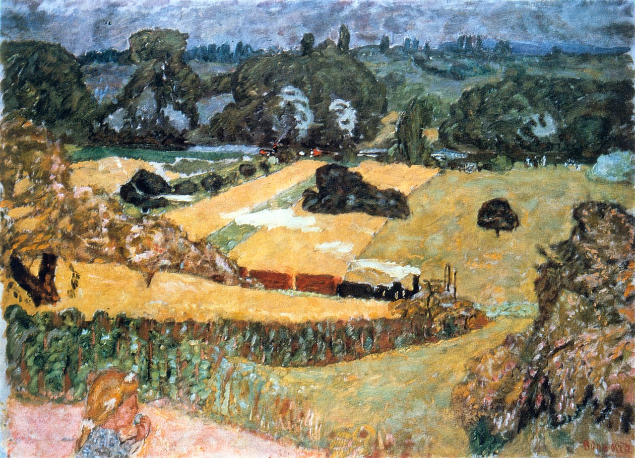 Tog og Bardes, Landskap med et godstog, 1909 av Pierre Bonnard