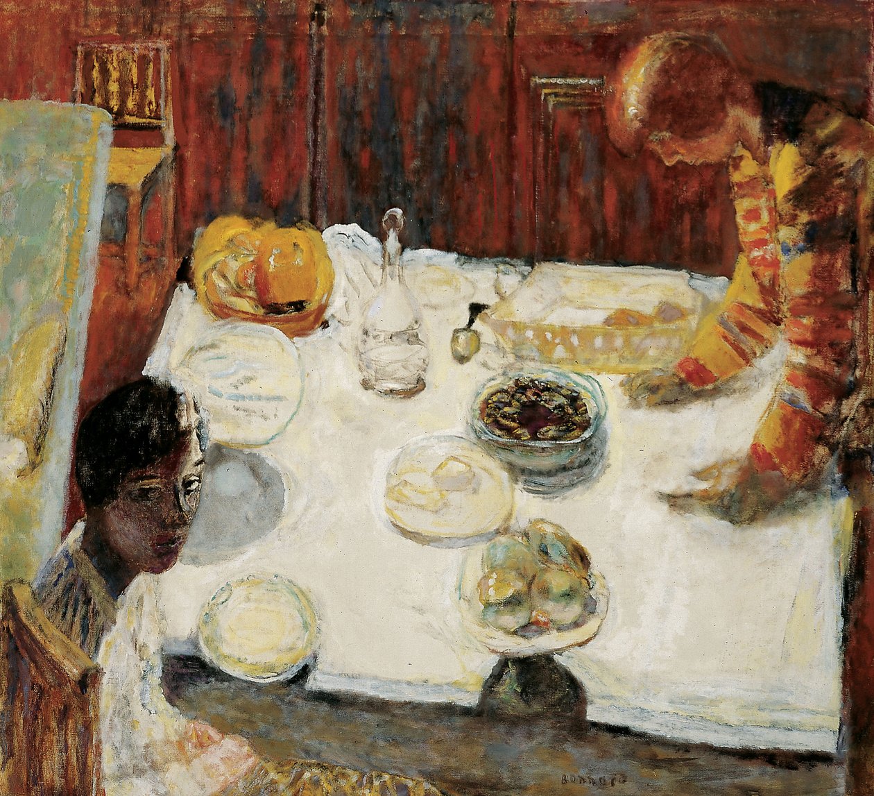 Spisestue med hvit duk, 1925 av Pierre Bonnard