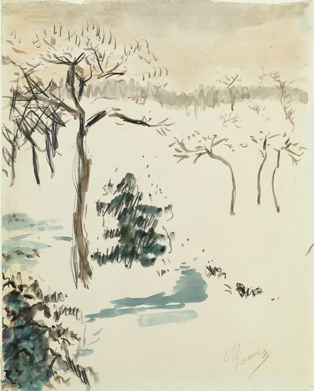 Vinterlandskap, 1910 (wc og blyant på papir) av Pierre Bonnard