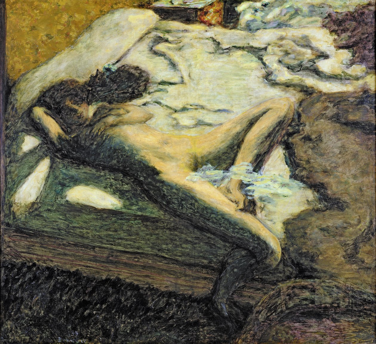 Kvinne lenende på en seng, eller den indolente kvinnen av Pierre Bonnard