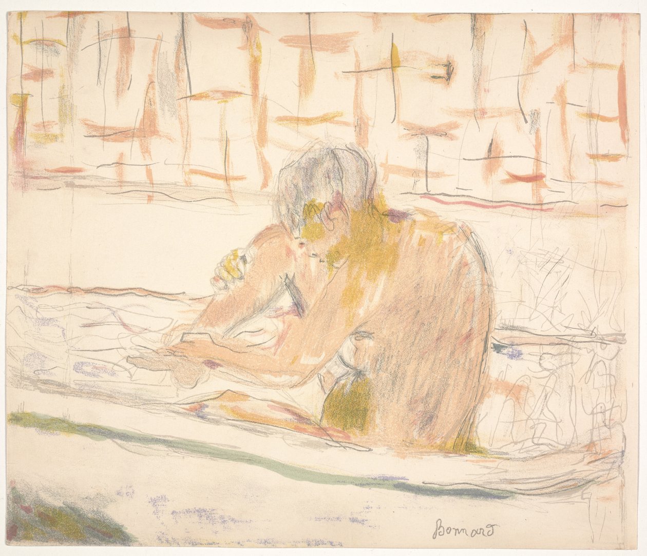 Kvinne sitter i badekaret sitt av Pierre Bonnard