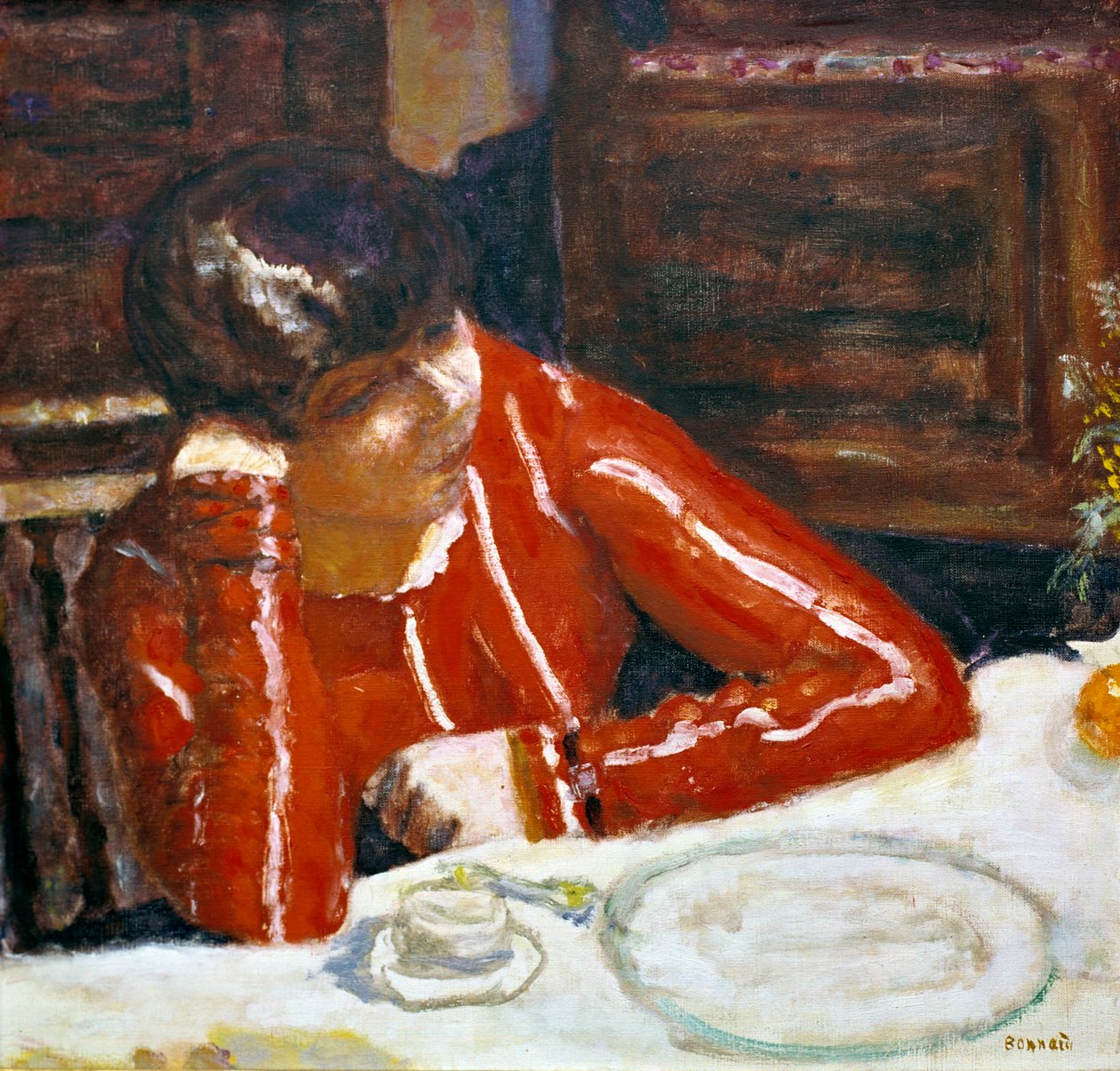 Kvinne i rødtopp, c1920 av Pierre Bonnard