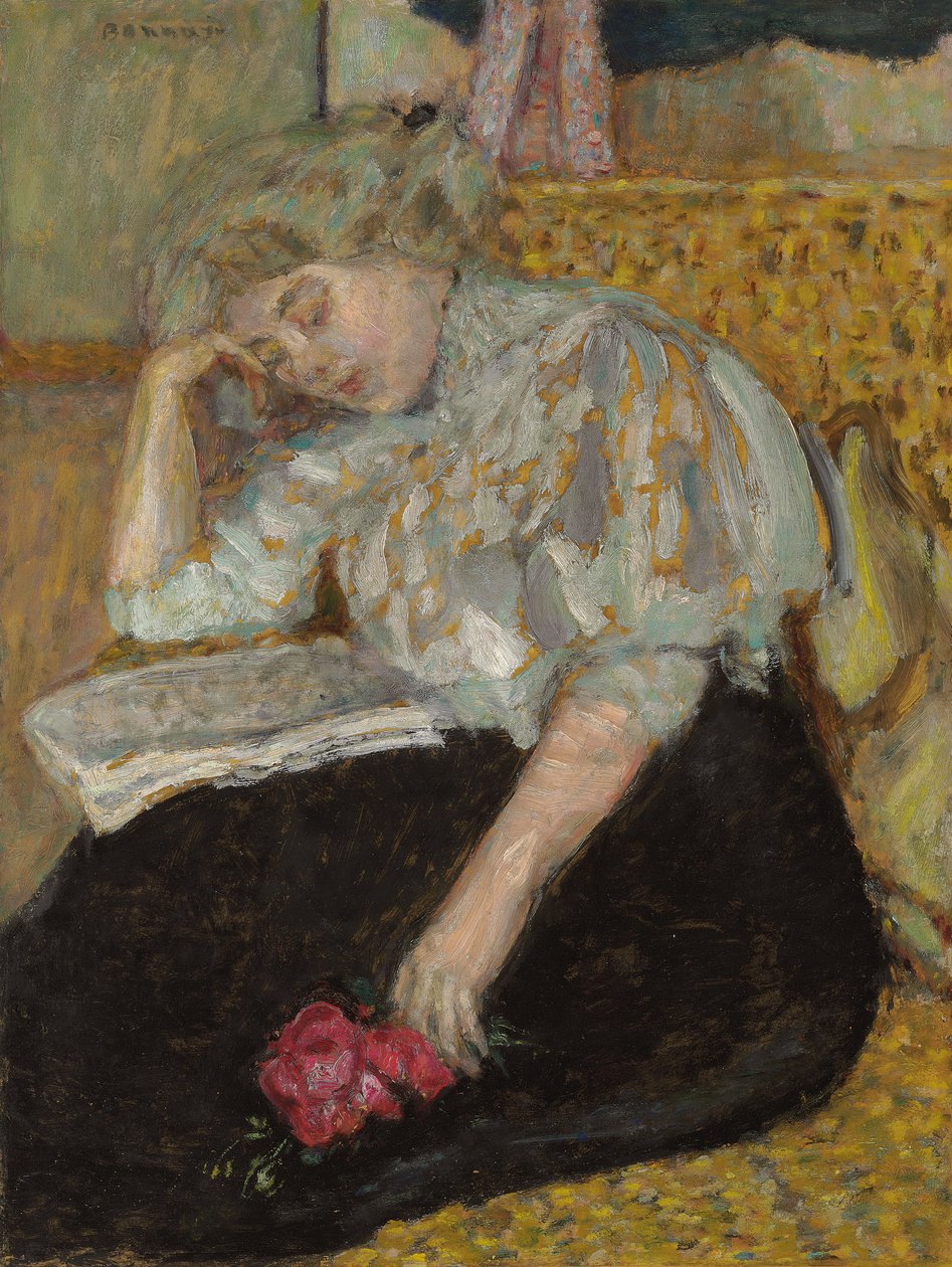 Kvinne med Rose; Femme a la rose, 1908 av Pierre Bonnard