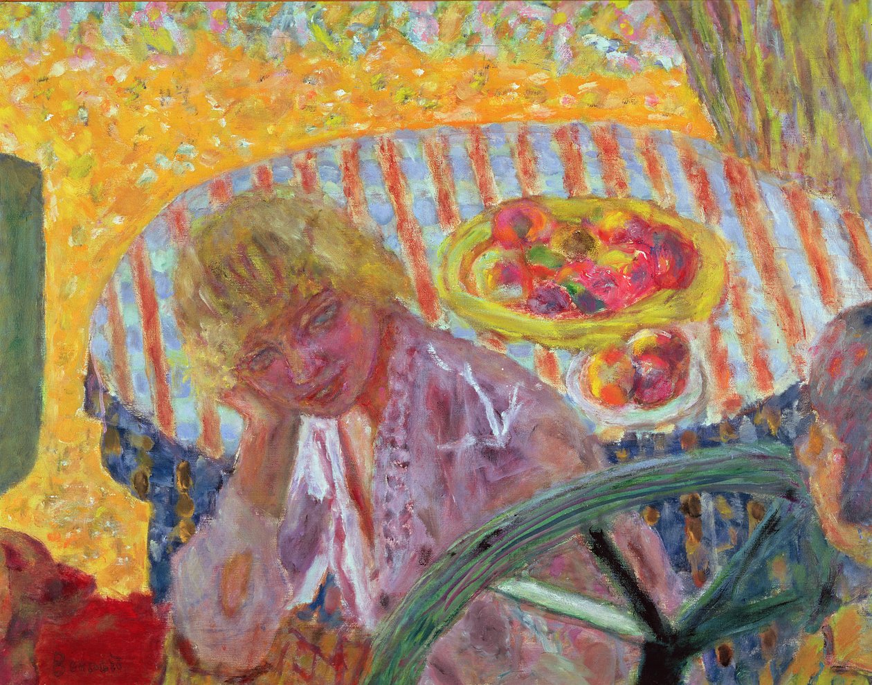 Ung jente med en stripet duk, 1921 av Pierre Bonnard