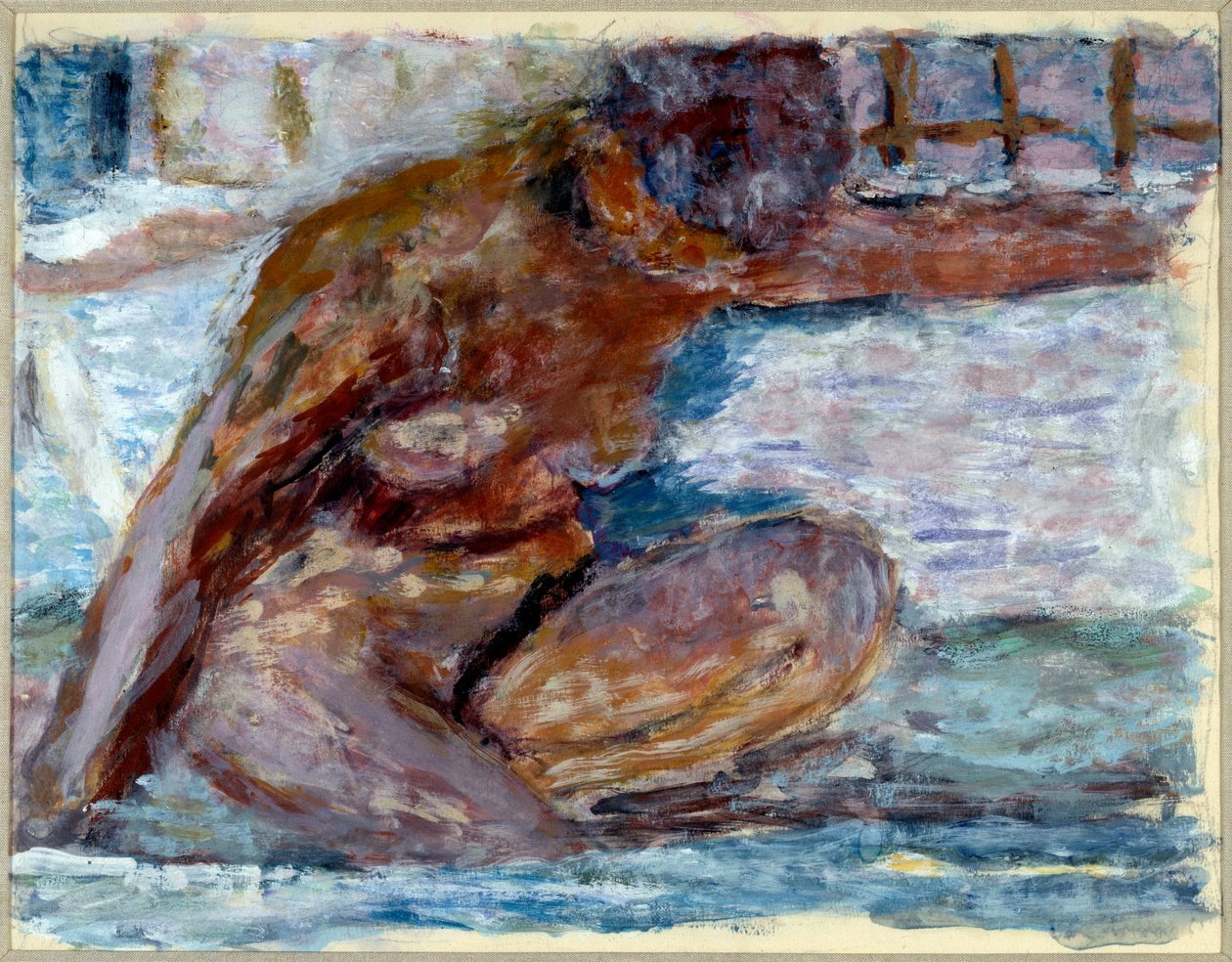 naken på huk av Pierre Bonnard