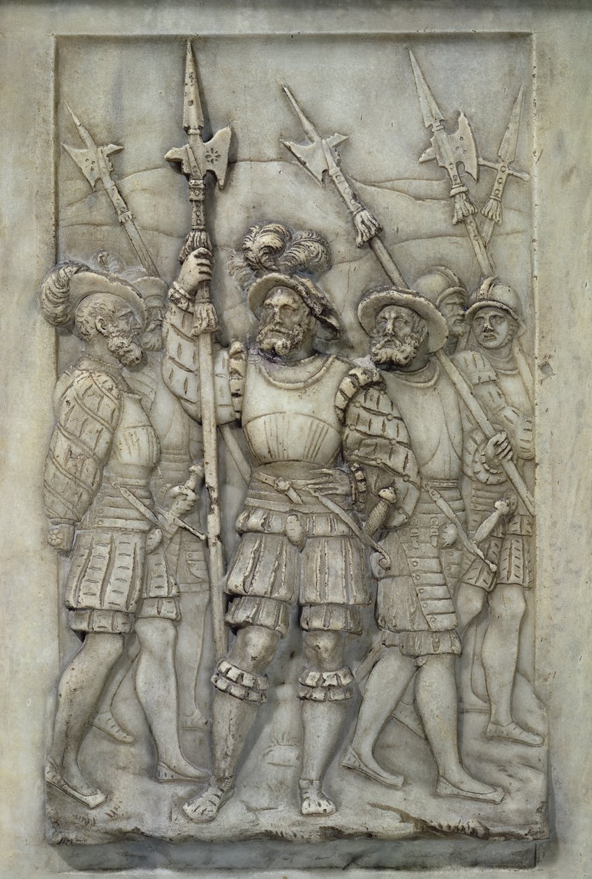 Halberdiers, detalj fra graven til Francois I og Claude de France, bestilt i 1548 (marmor) av Pierre Bontemps