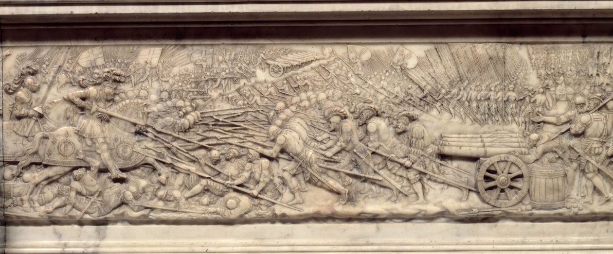 Slaget ved Marignan i 1515. Hjertegraven til kongen av Frankrike Francois I (1494-1547): Lavrelieff av Pierre Bontemps (ca. 1507-1568) av Pierre Bontemps