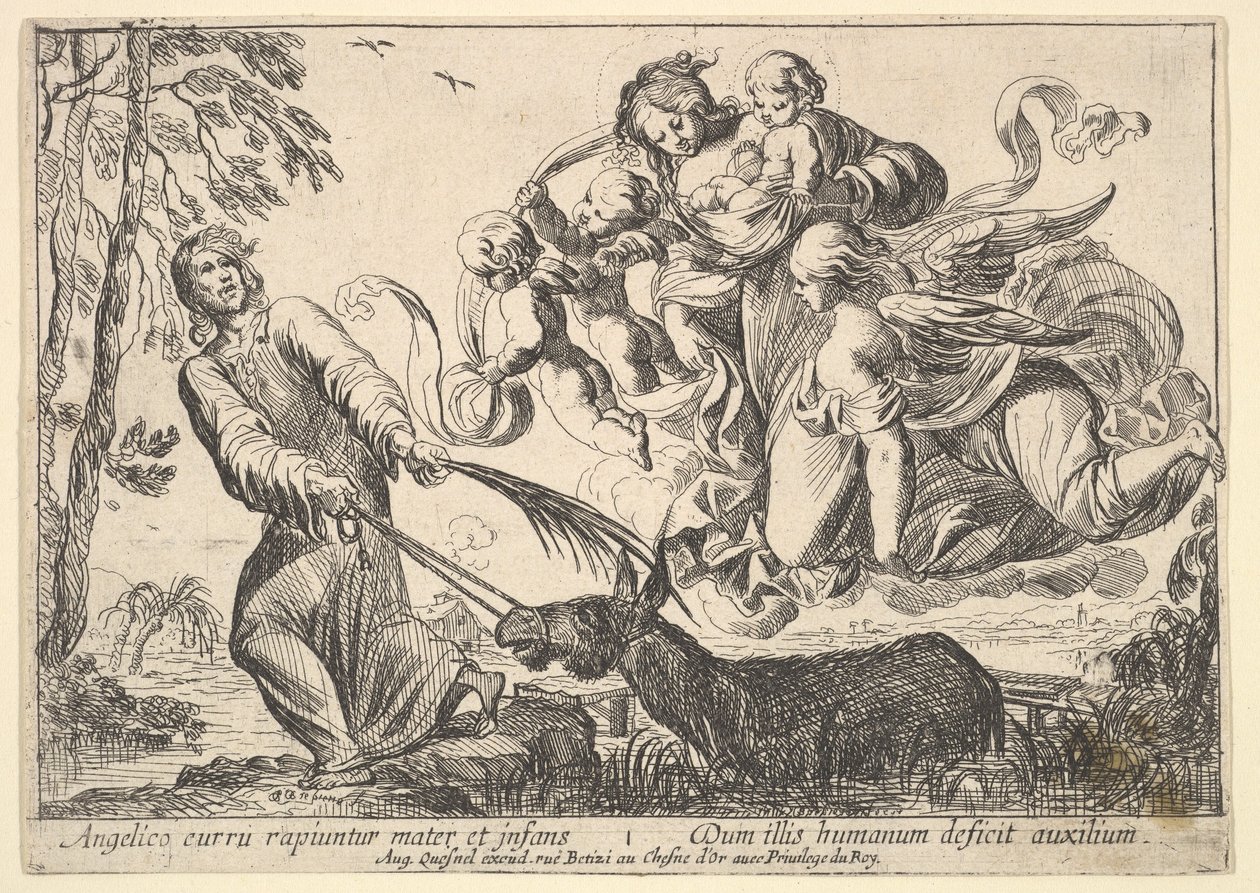 Engler som løfter jomfru og barn, 1610-42. av Pierre Brebiette