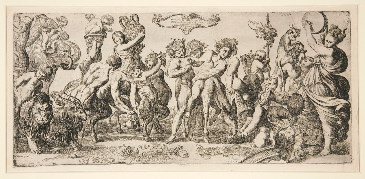 Bacchus og hans følge av Pierre Brebiette