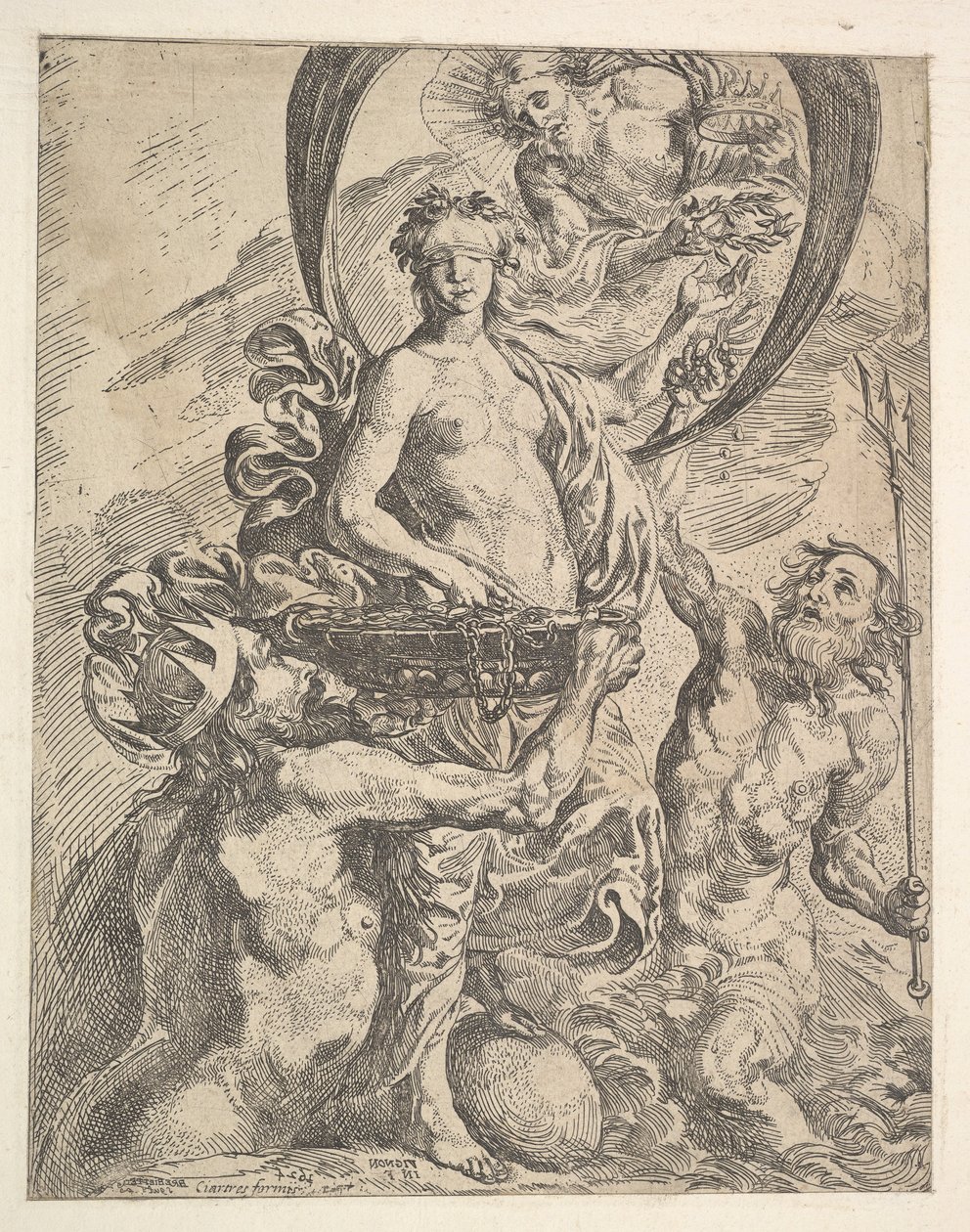 Jupiter, Pluto og Neptun tilbyr sin rikdom til formuen, 1624. av Pierre Brebiette