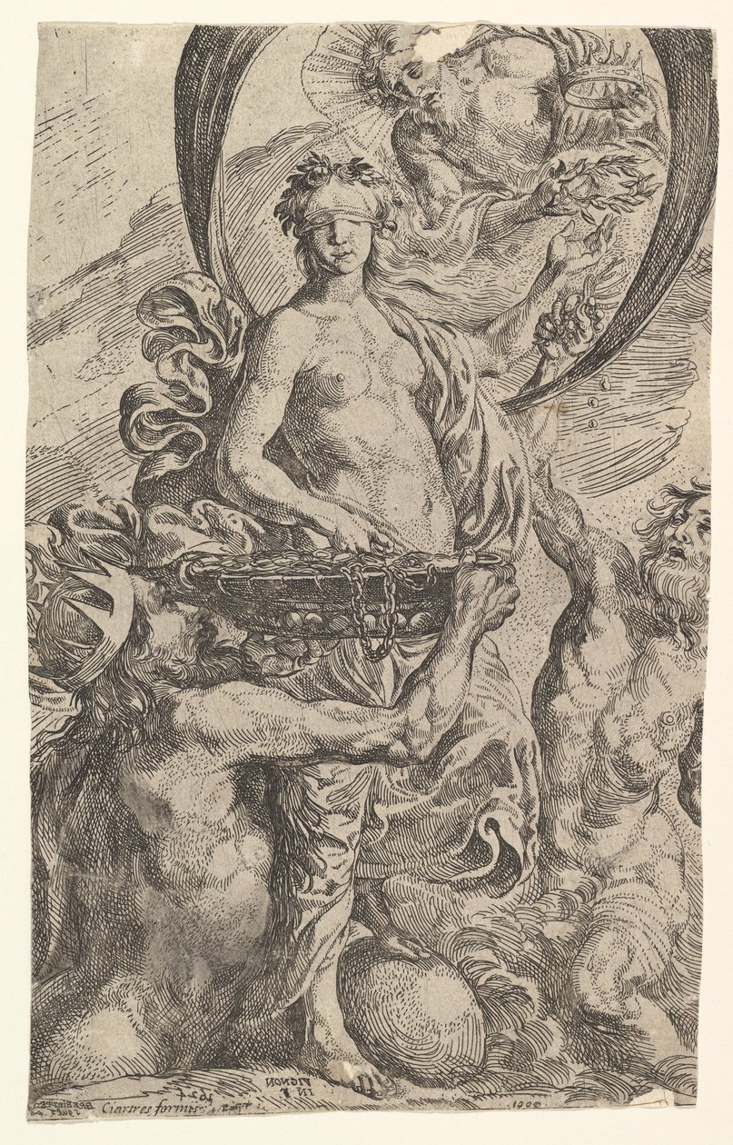 Jupiter, Pluto og Neptun tilbyr sin rikdom til formuen, 1624. av Pierre Brebiette