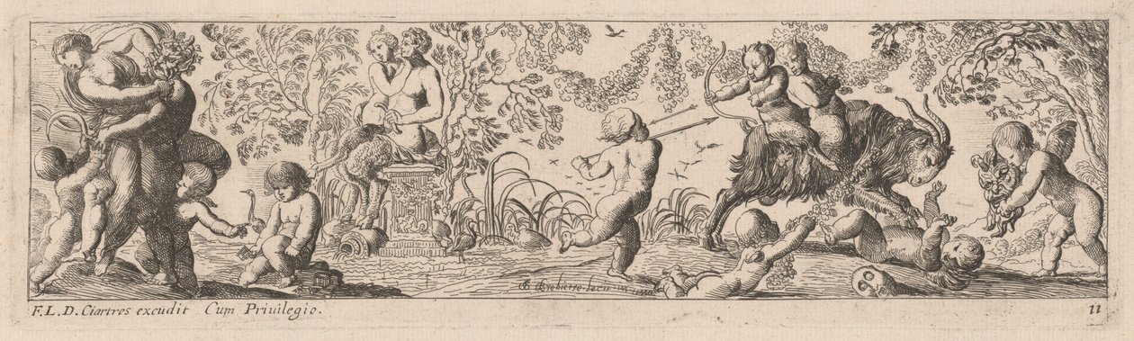 Putti og Satyrs skyter piler av Pierre Brebiette