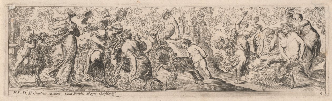 Putto gjeter geiter gjennom kranser av Pierre Brebiette