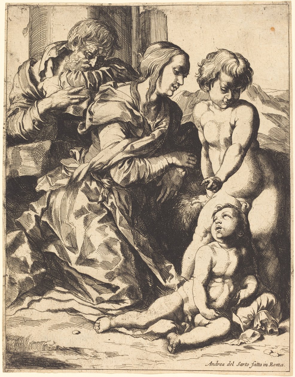 Den hellige familie av Pierre Brebiette after Andrea del Sarto