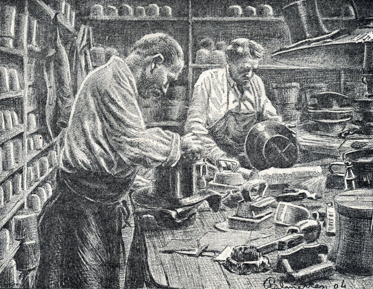 Silke Topphatter produsert Gravering fra Pierre Calmette Private Collection av Pierre Calmettes