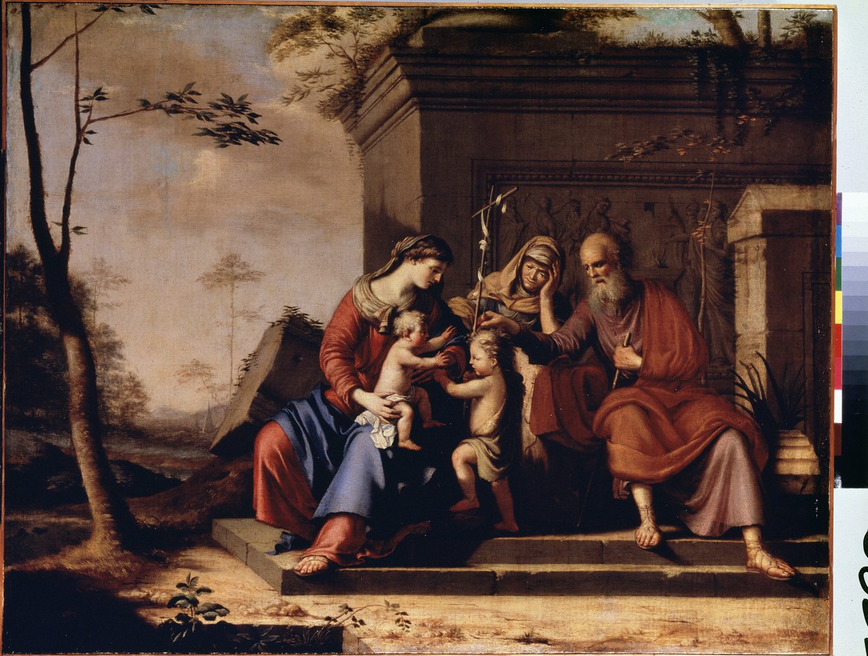 ""Den hellige familie"" Maleri av Pierre Cauchy (?-1687) 1655 Mål 78x106 cm Eremitagemuseet, St. Petersburg, Russland av Pierre Cauchy