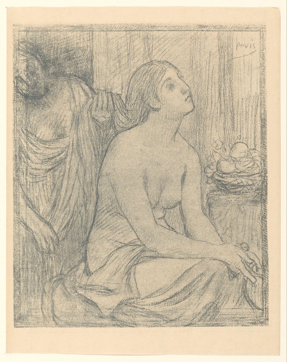 Kvinne på toalettet hennes av Pierre Cécile Puvis de Chavannes