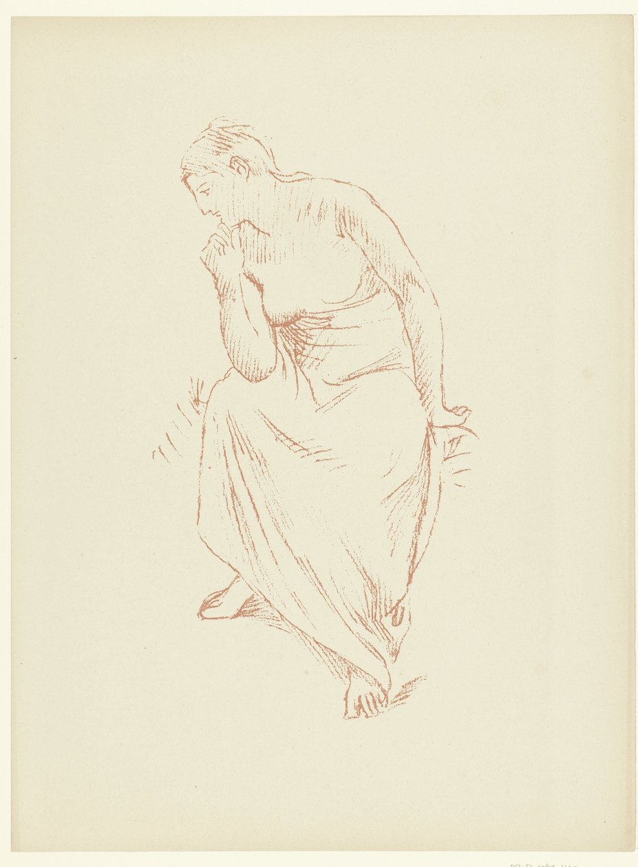 Zittende halv naakte vrouw Studie av en sittende naken kvinne halvt drapert Studere The Trial (serietittel) av Pierre Cécile Puvis de Chavannes