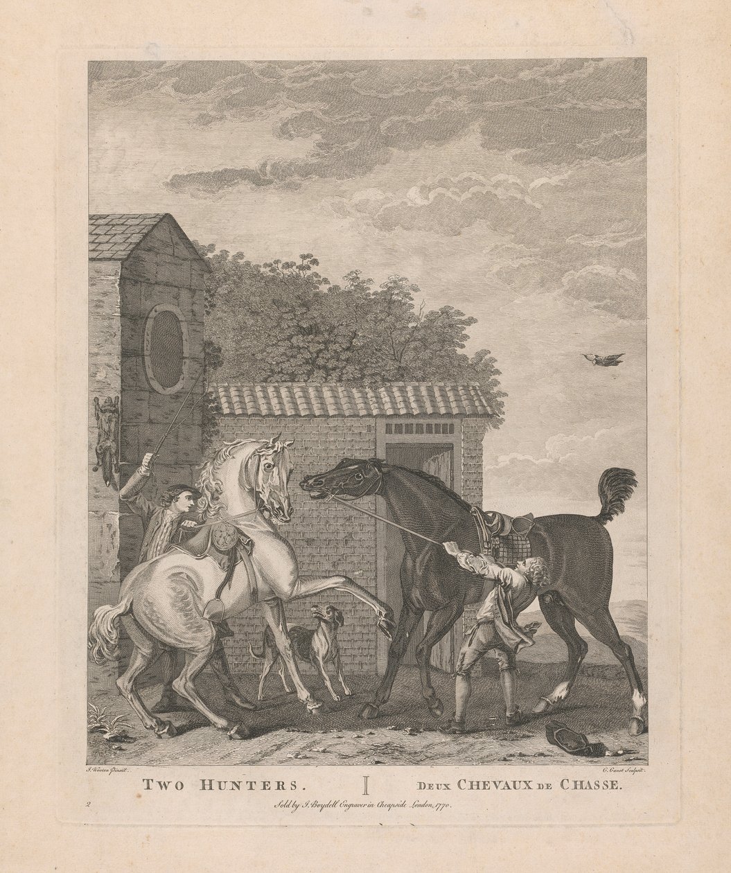 2. To jegere / to jakthester av Pierre Charles Canot