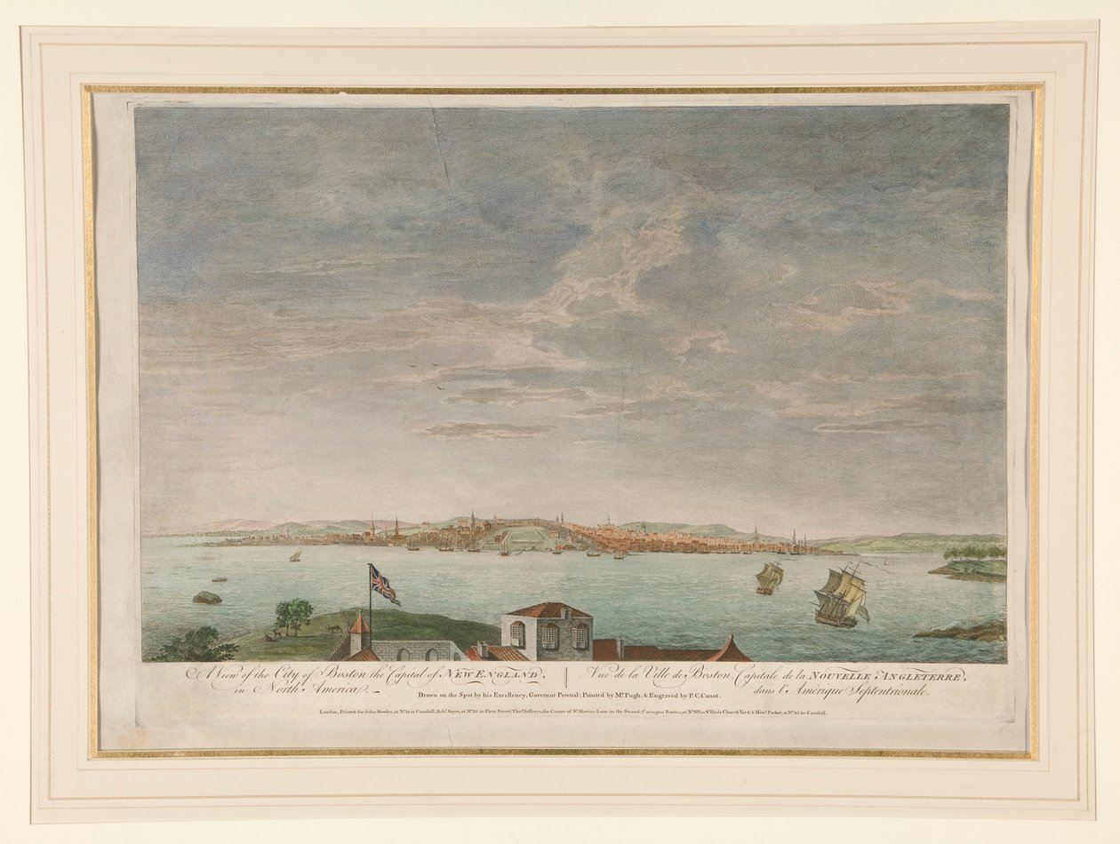 En utsikt over byen Boston, hovedstaden i New England, i Nord-Amerika av Pierre Charles Canot