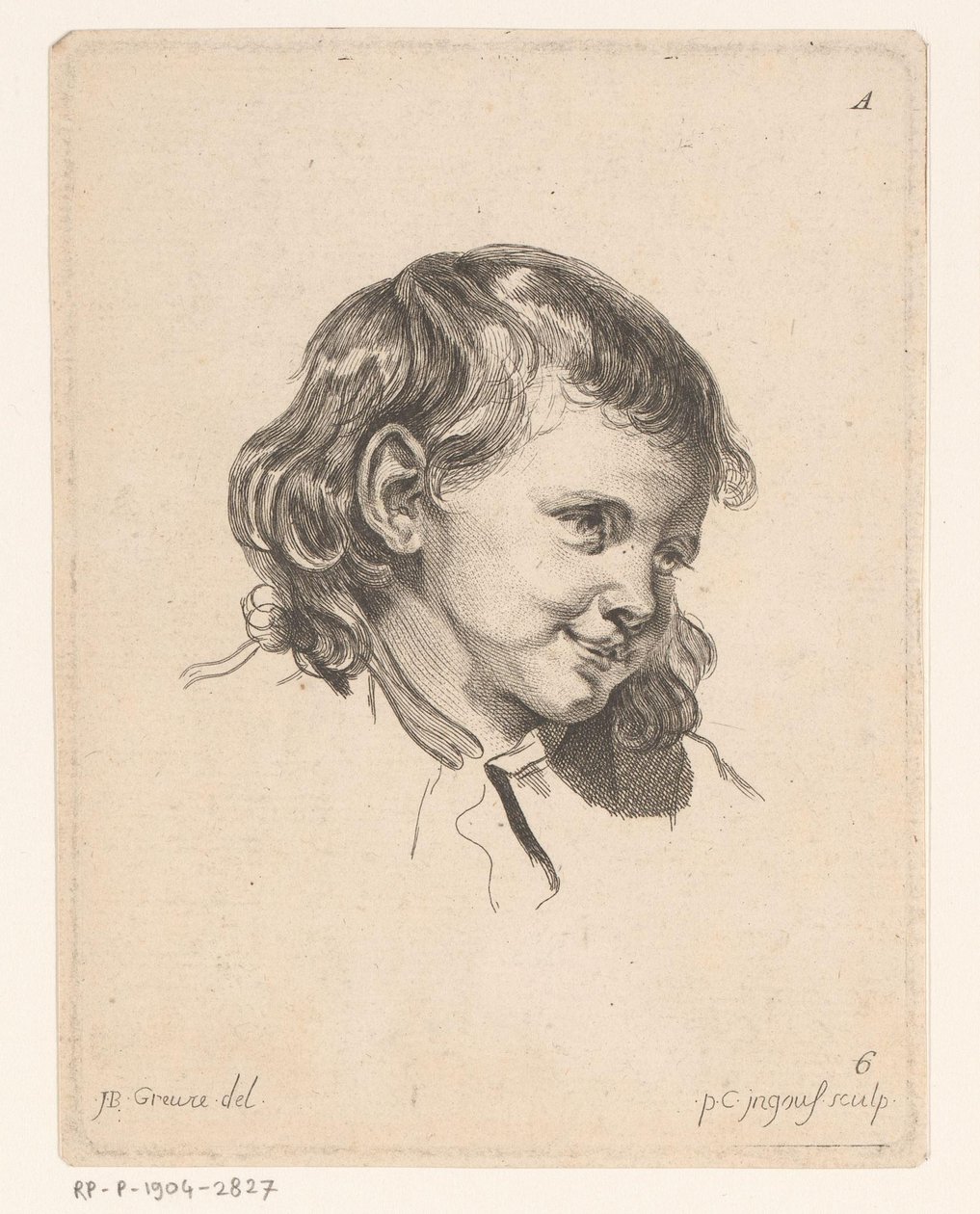 Barnets hode, vendt mot høyre Hoder til forskjellige figurer (serietittel) ir. Cahier de Têtes de différens Caracteres (serietittel) av Pierre Charles Ingouf