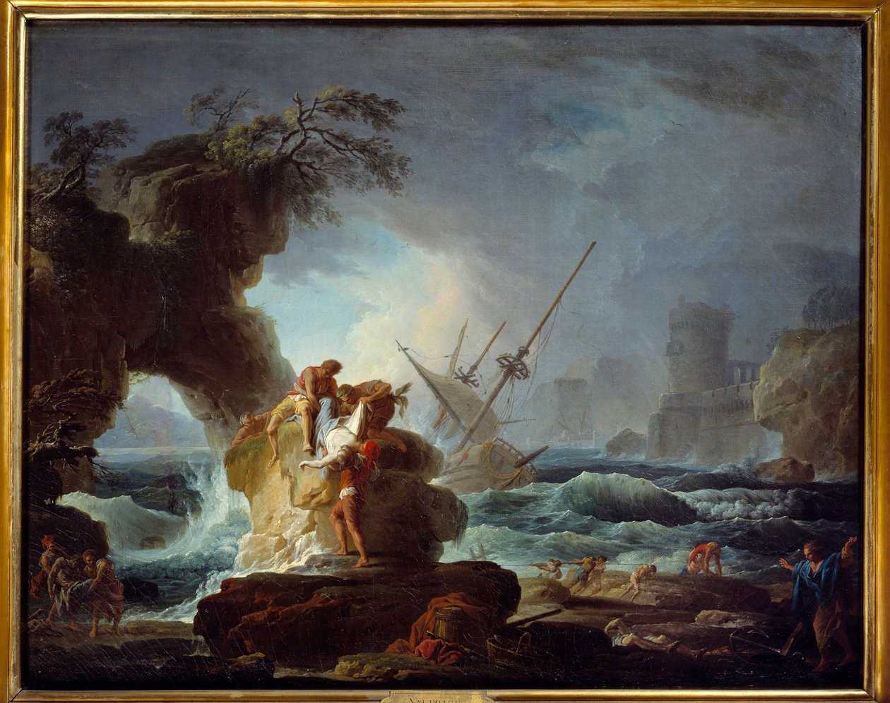 Vrak. Maleri av Pierre Charles Le Mettay (1726-1759) av Pierre Charles Le Mettay