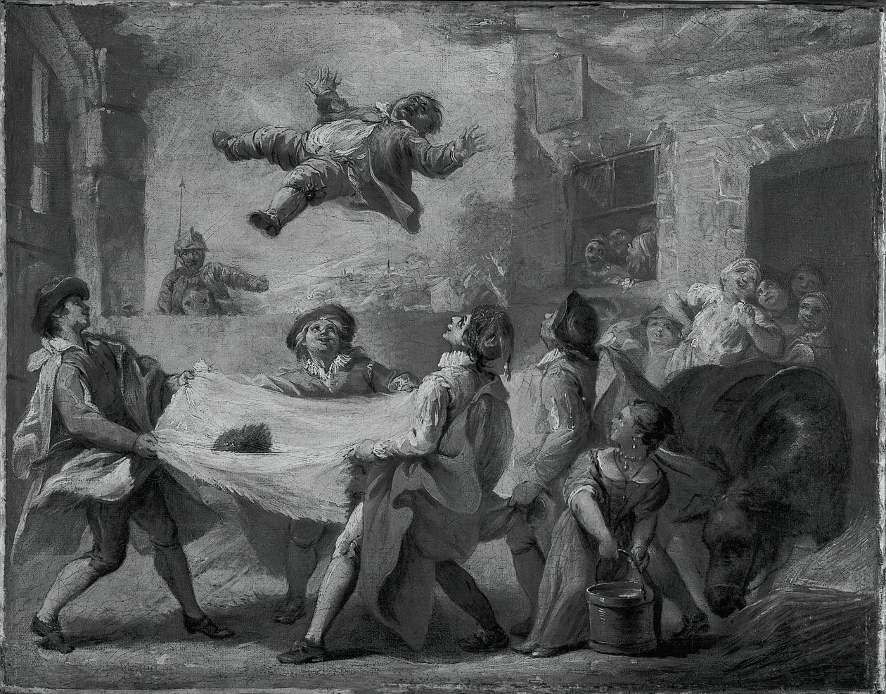 Sancho Panza blir kastet i et teppe, 172324. av Pierre Charles Tremolieres