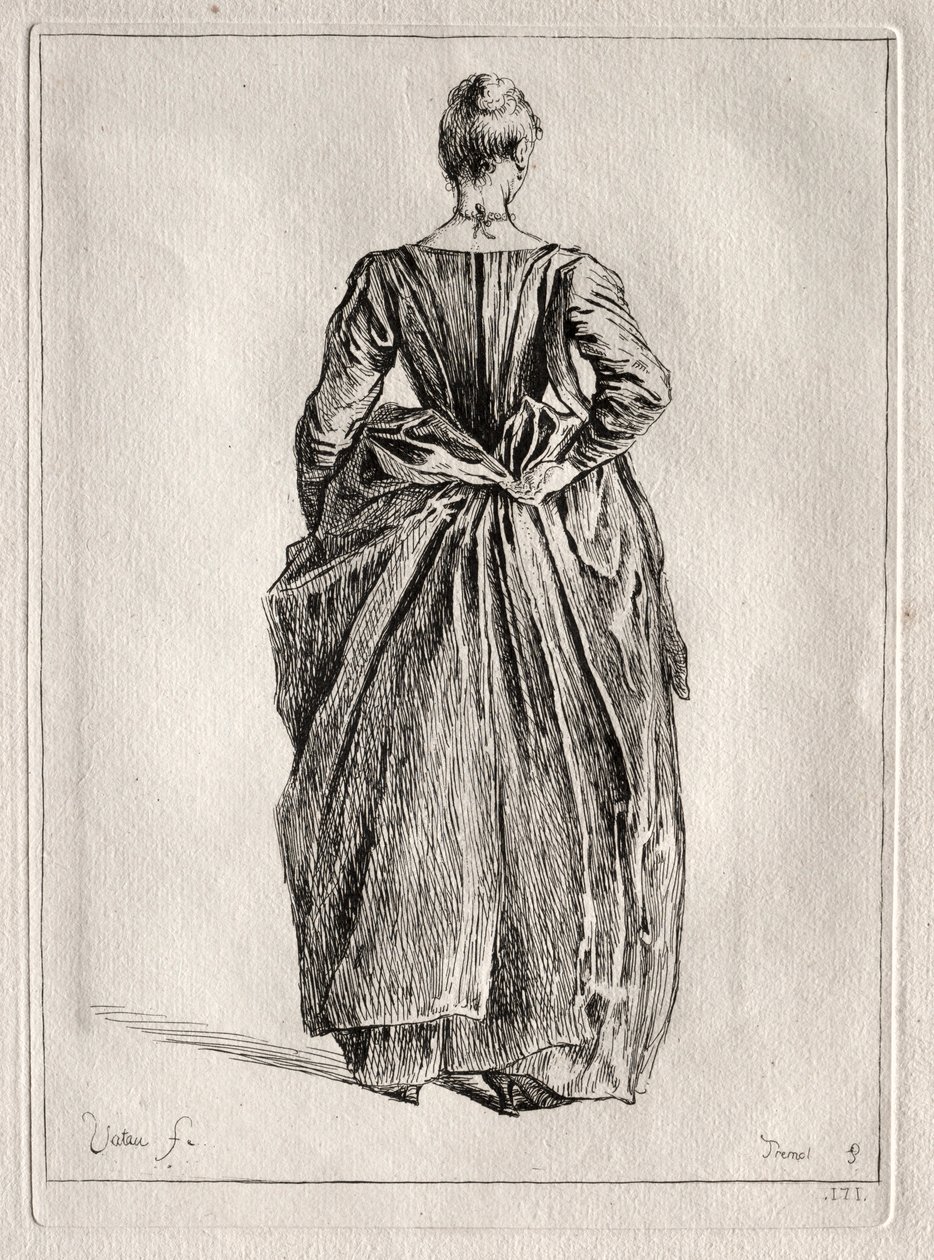 Studie av en kvinne fra ryggen. av Pierre Charles Trémolière