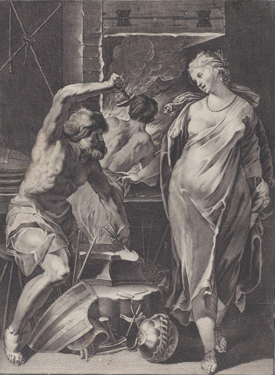 Vulkan smi pansringen til Achilles, 1624-75. av Pierre Daret