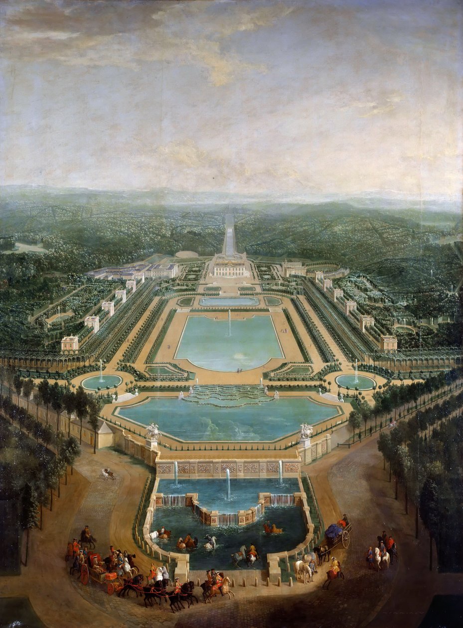 Generell utsikt over slottet og hagene ved Marly, rundt 1724 av Pierre Denis II Martin