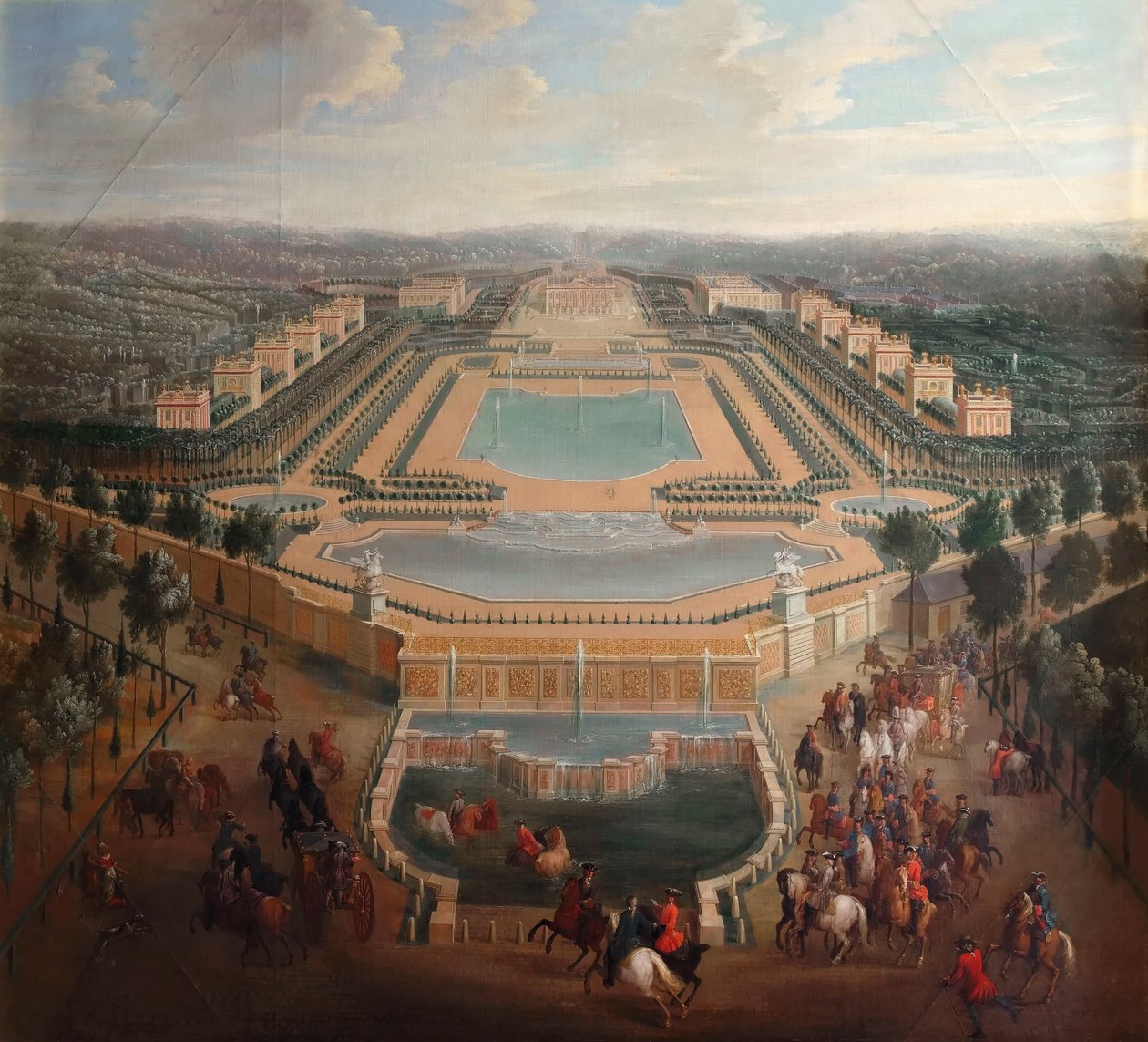 Generell utsikt over slottet og paviljongene ved Marly av Pierre Denis II Martin
