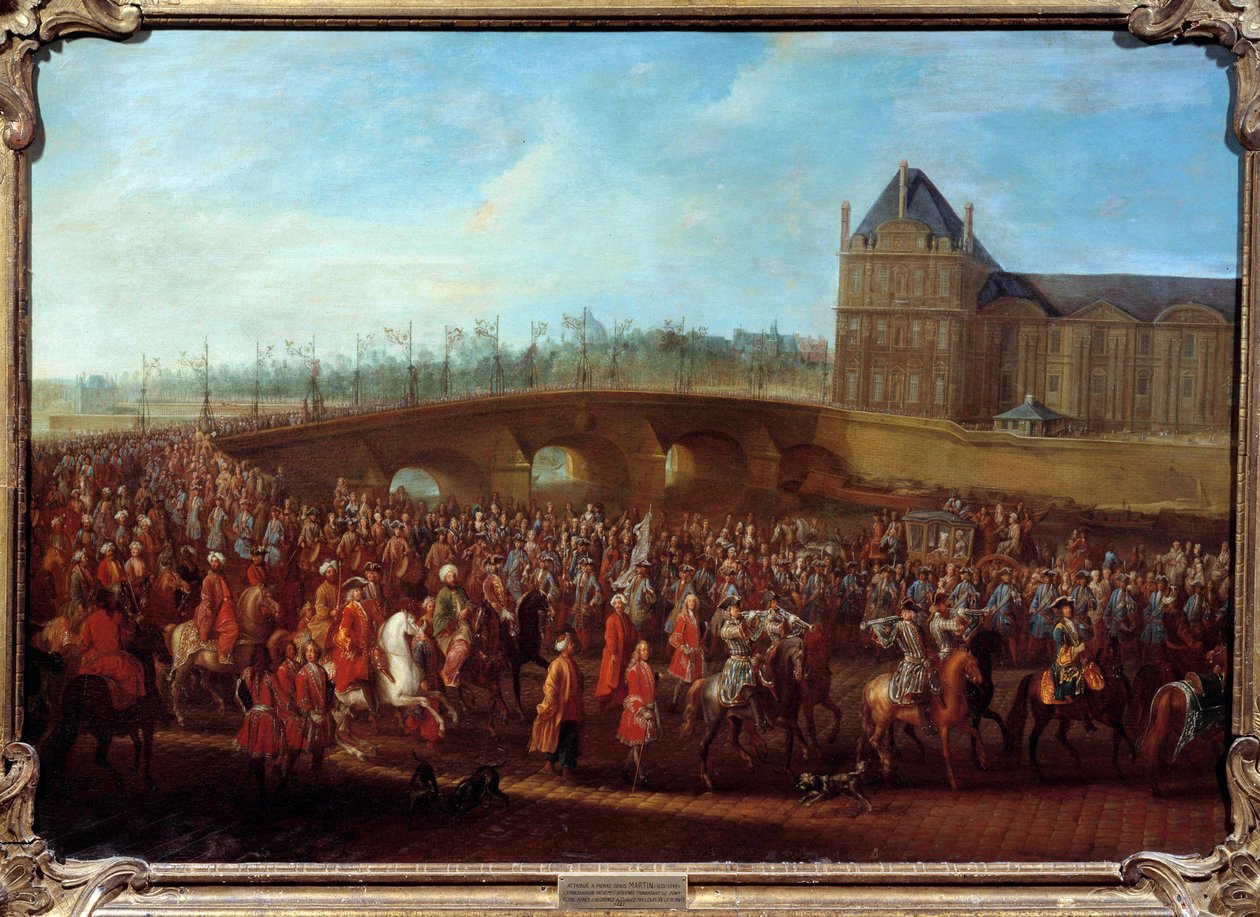 Utgang av den tyrkiske ambassadøren Mehmet Effendi fra Sublime Porte etter audiensen gitt av kong Louis XV den 21/03/1721 Maleri av Pierre Denis Martin (1663-1742) av Pierre Denis Martin