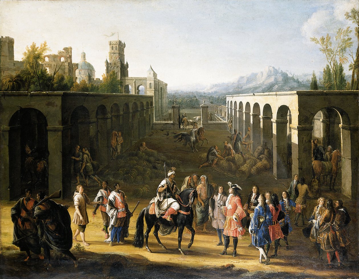 Mottakelsen av Francois Pidou de Saint Olon, ambassadør for kong Ludvig XIV av Frankrike, av sultan Moulay Ismael fra Marokko 19. juni 1693 av Pierre Denis Martin