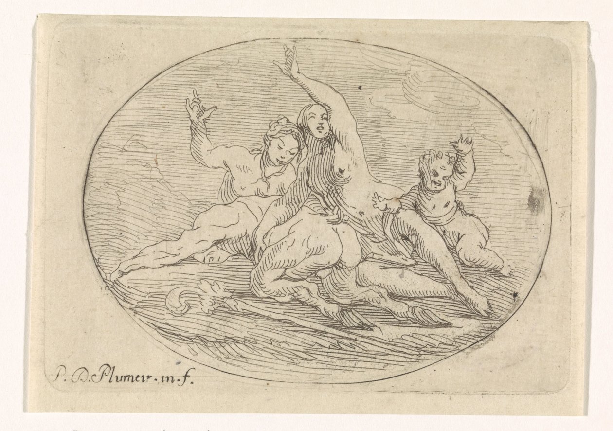To kvinner med en satyr av Pierre Denis Plumier