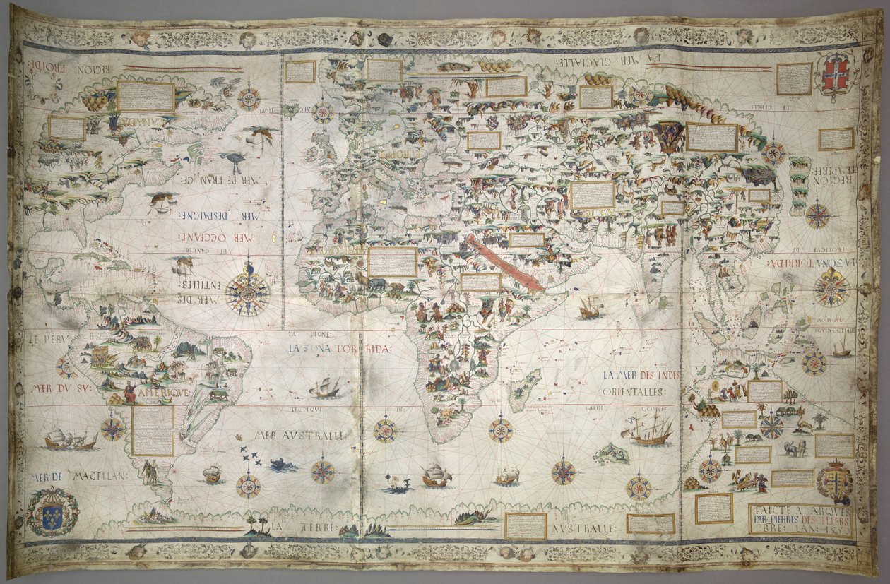 Legg til MS 24065 verdenskart (Planisphere) av Pierre Descaliers