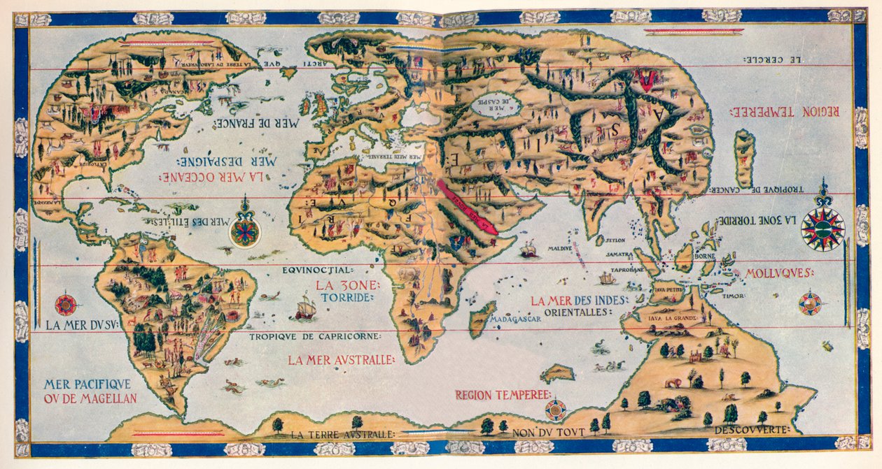 Dauphin-kartet over verden, 1546, 1912 av Pierre Desceliers