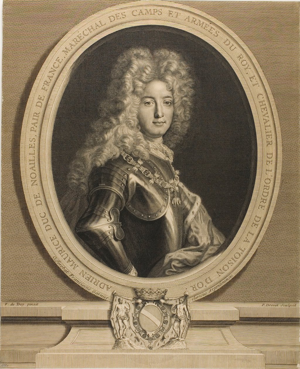 Portrett av Adrien-Maurice, hertugen av Noailles av Pierre Drevet
