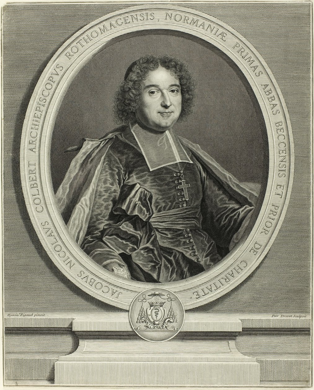 Portrett av Jacques Nicolas Colbert, erkebiskop av Rouen av Pierre Drevet
