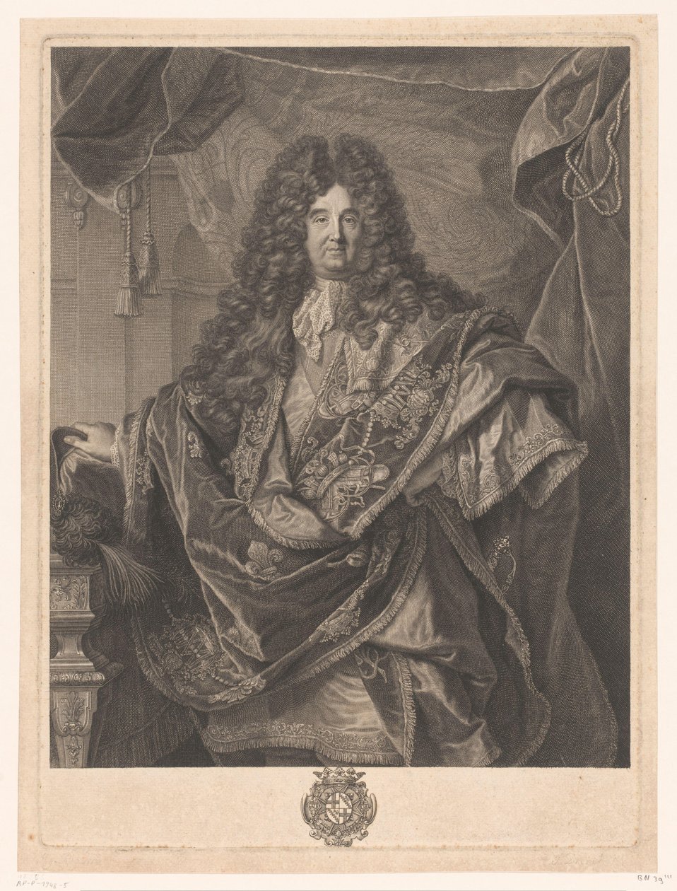Portrett av Philippe de Courcillon Philippe de Courcillon Marquis de Dangeau (tittel på objekt) av Pierre Drevet