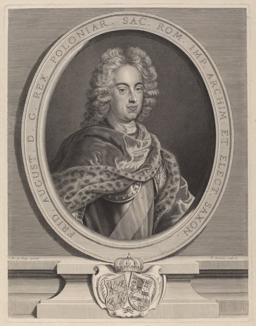 Frederick Augustus III, konge av Polen av Pierre Drevet, after François de Troy