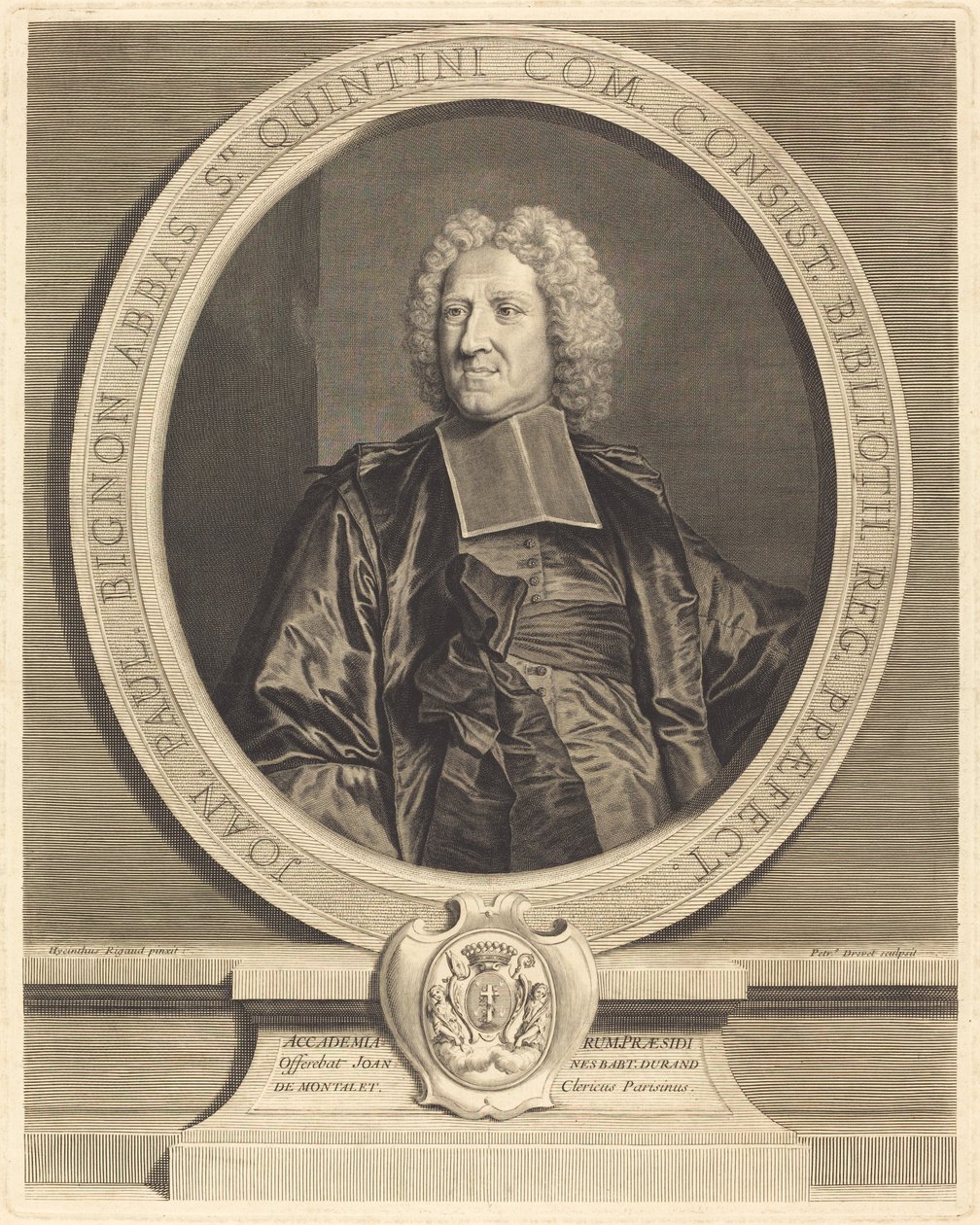 Jean Paul Bignon, abbed av St. Quentin av Pierre Drevet after Hyacinthe Rigaud
