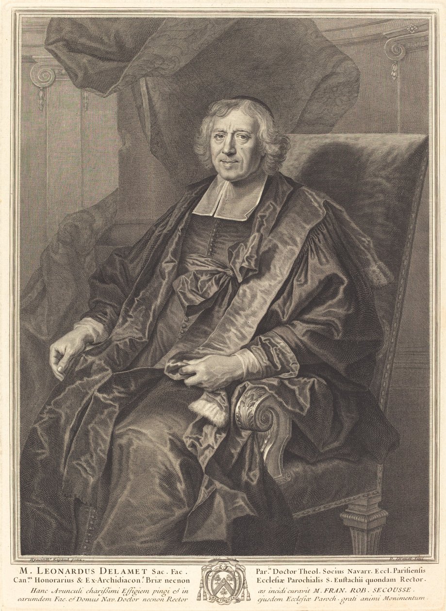 Leonard de Lamet av Pierre Drevet after Hyacinthe Rigaud